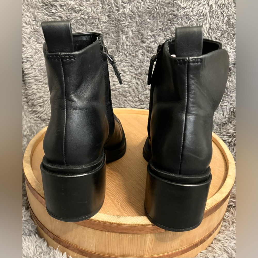 Franco Sarto Dalden Black Boots Booties Leather Block Heel Sz 7.5 - Picture 3 of 11